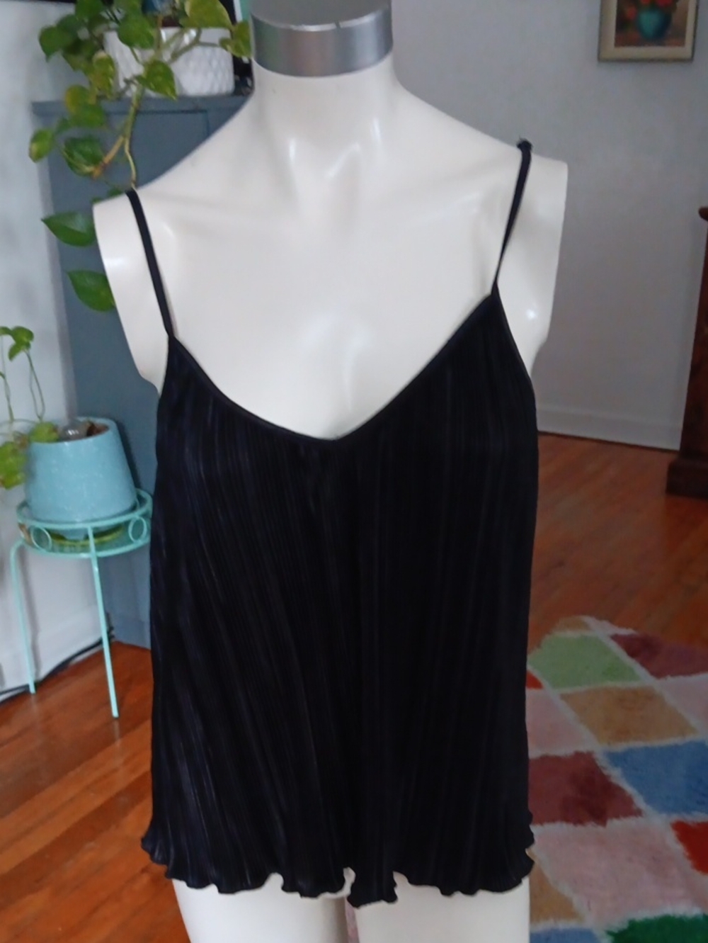 SHEIN Black Pleated Cami Tank